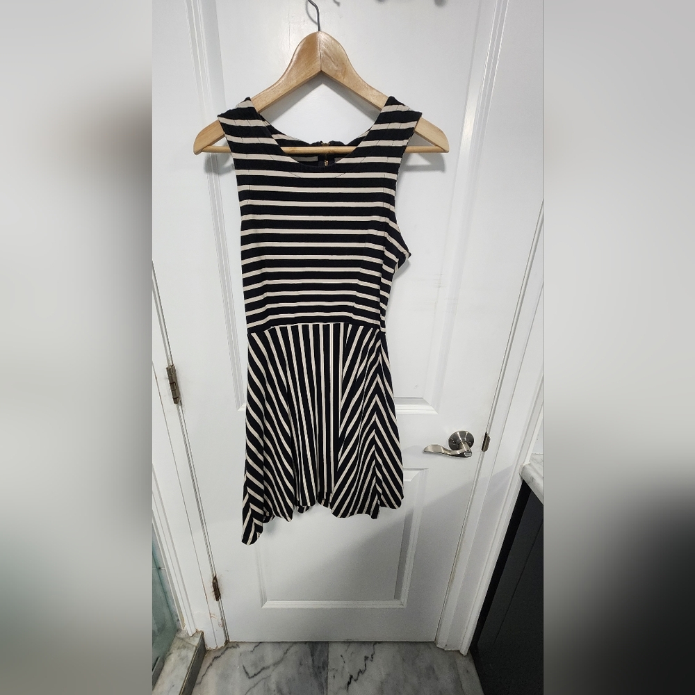 Striped black and off-white dress